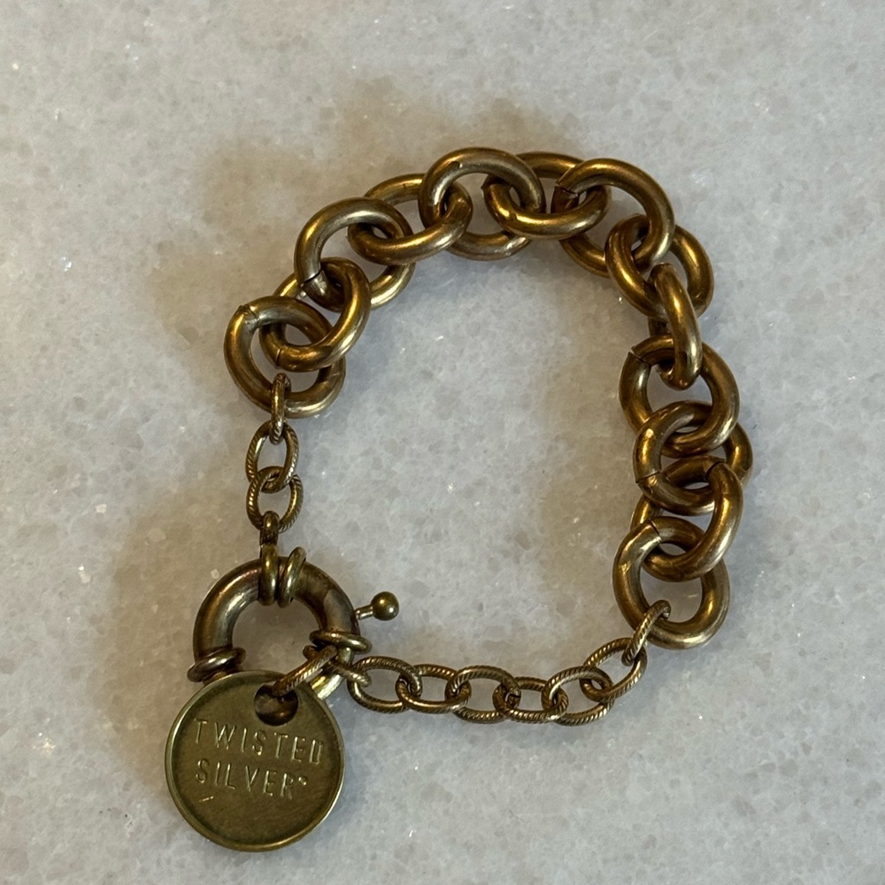Twisted Silver Brass Bracelet